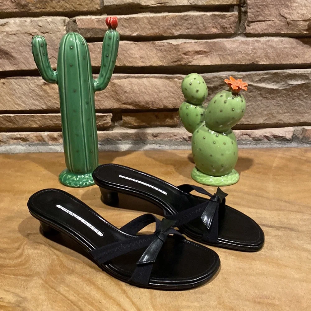 Donald J. Pliner Black Bow Slide Sandals - Picture 3 of 9